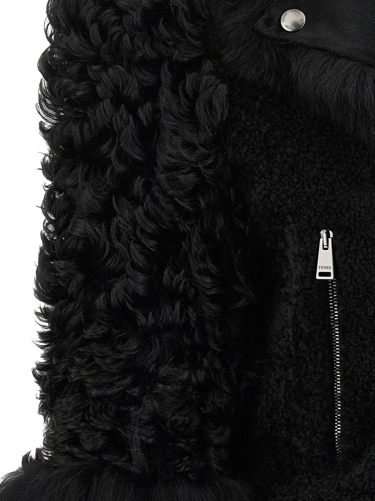 Fendi Schwarze Bikerjacke aus Lammleder