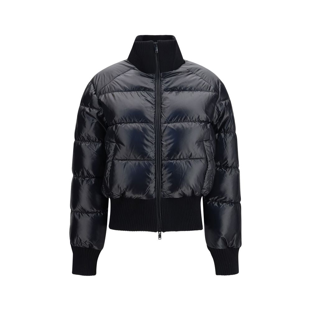 Moose Knuckles Schwarze Nylon-Jacke in voller Länge