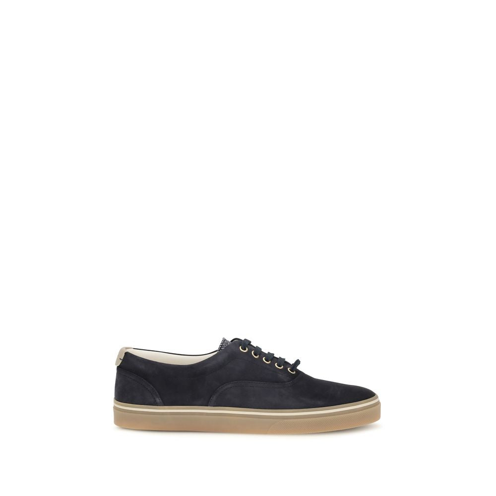 Brunello Cucinelli Blaue Wildleder-Sneaker mit niedrigem Schaft