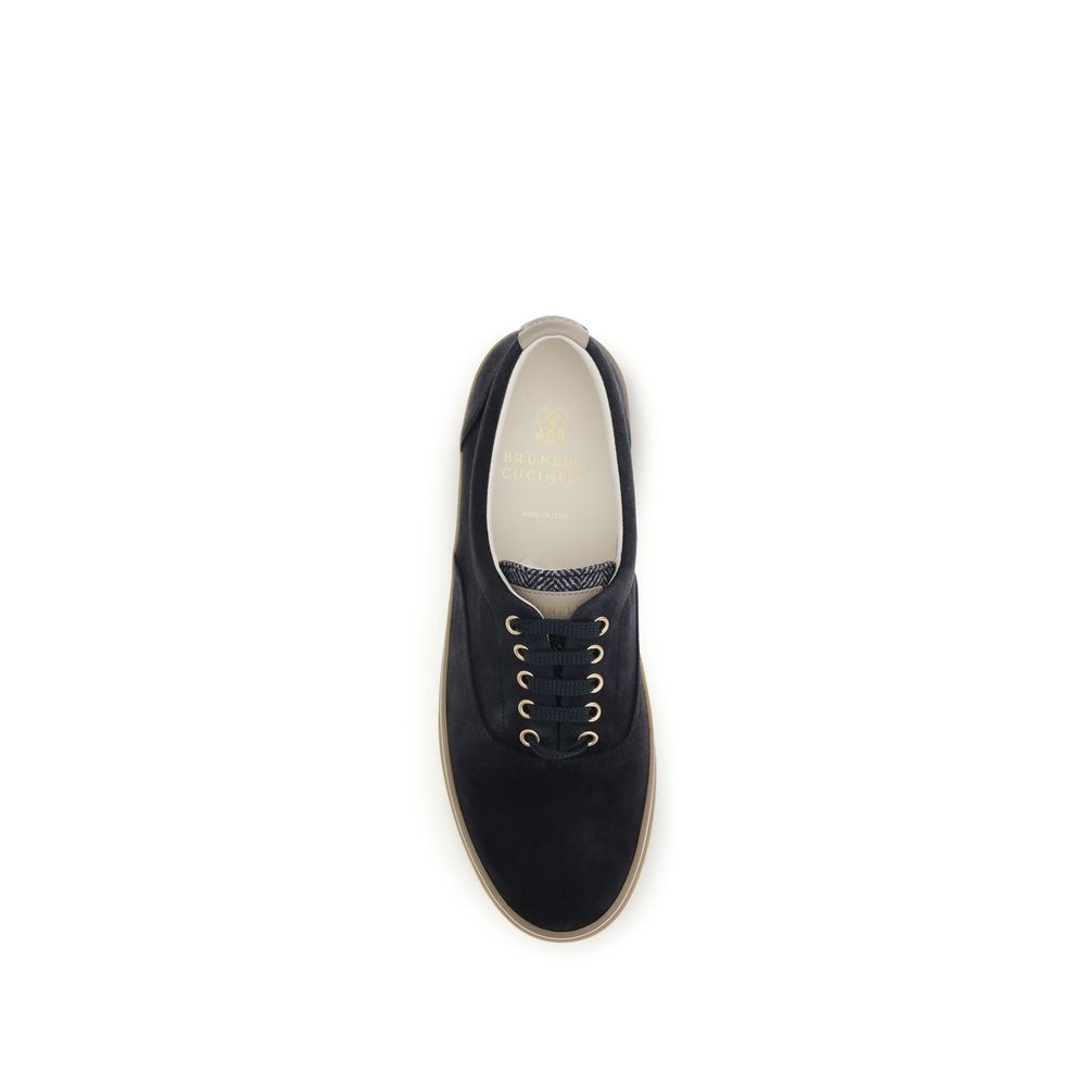 Brunello Cucinelli Blaue Wildleder-Sneaker mit niedrigem Schaft