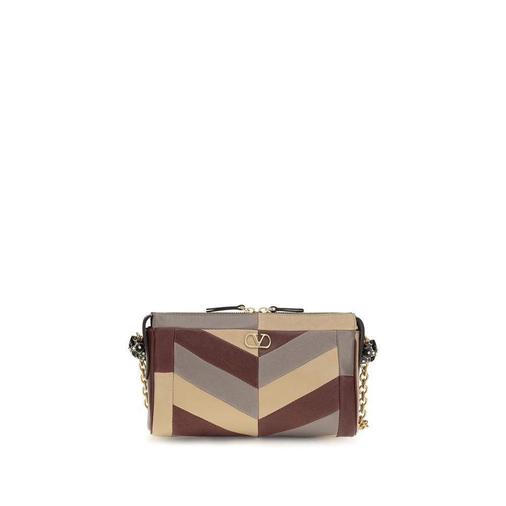 Valentino Garavani Schultertasche aus mehrfarbigem Napa- und Kalbsleder