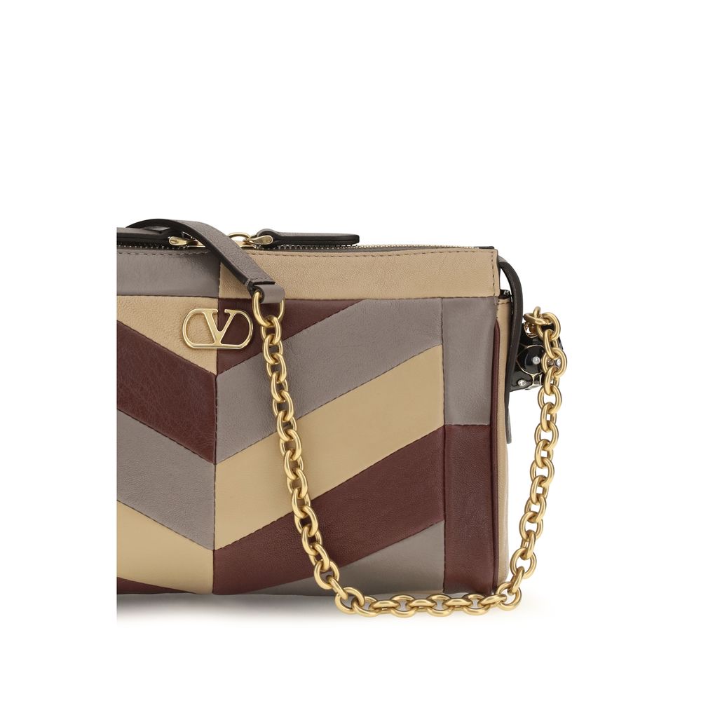 Valentino Garavani Schultertasche aus mehrfarbigem Napa- und Kalbsleder