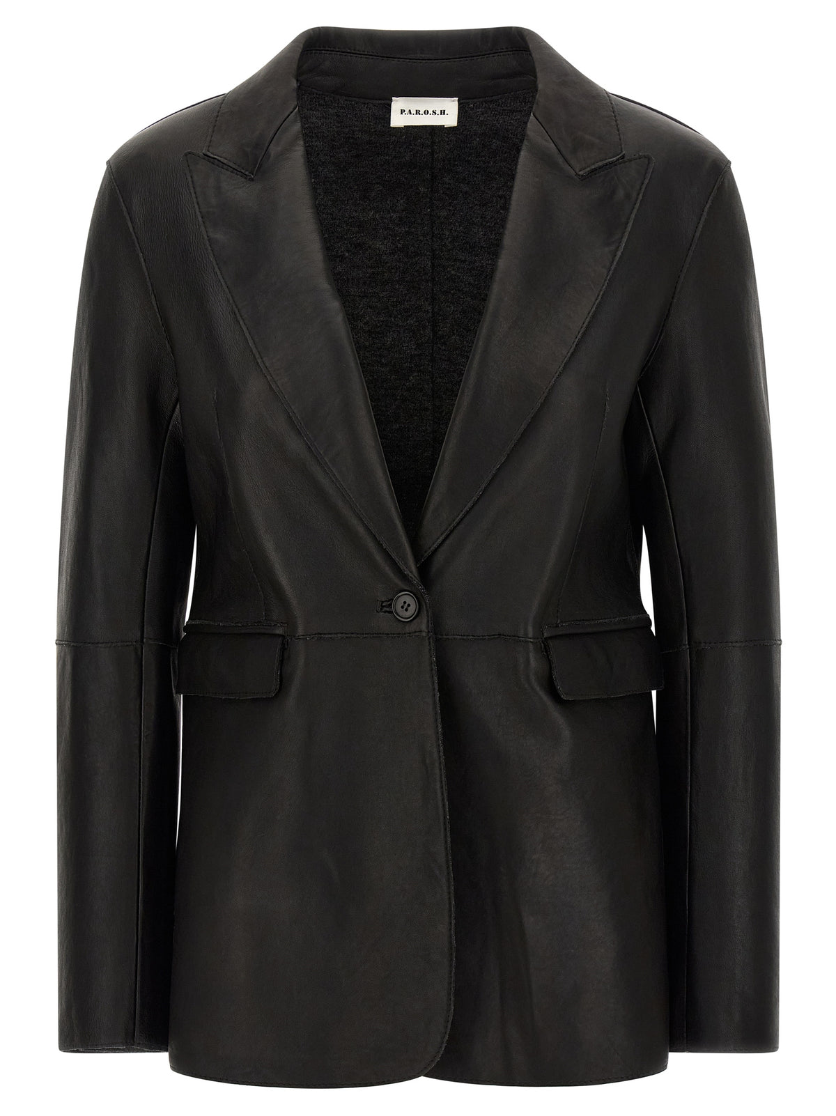 P.A.R.O.S.H. Schwarzer Blazer aus Lammleder