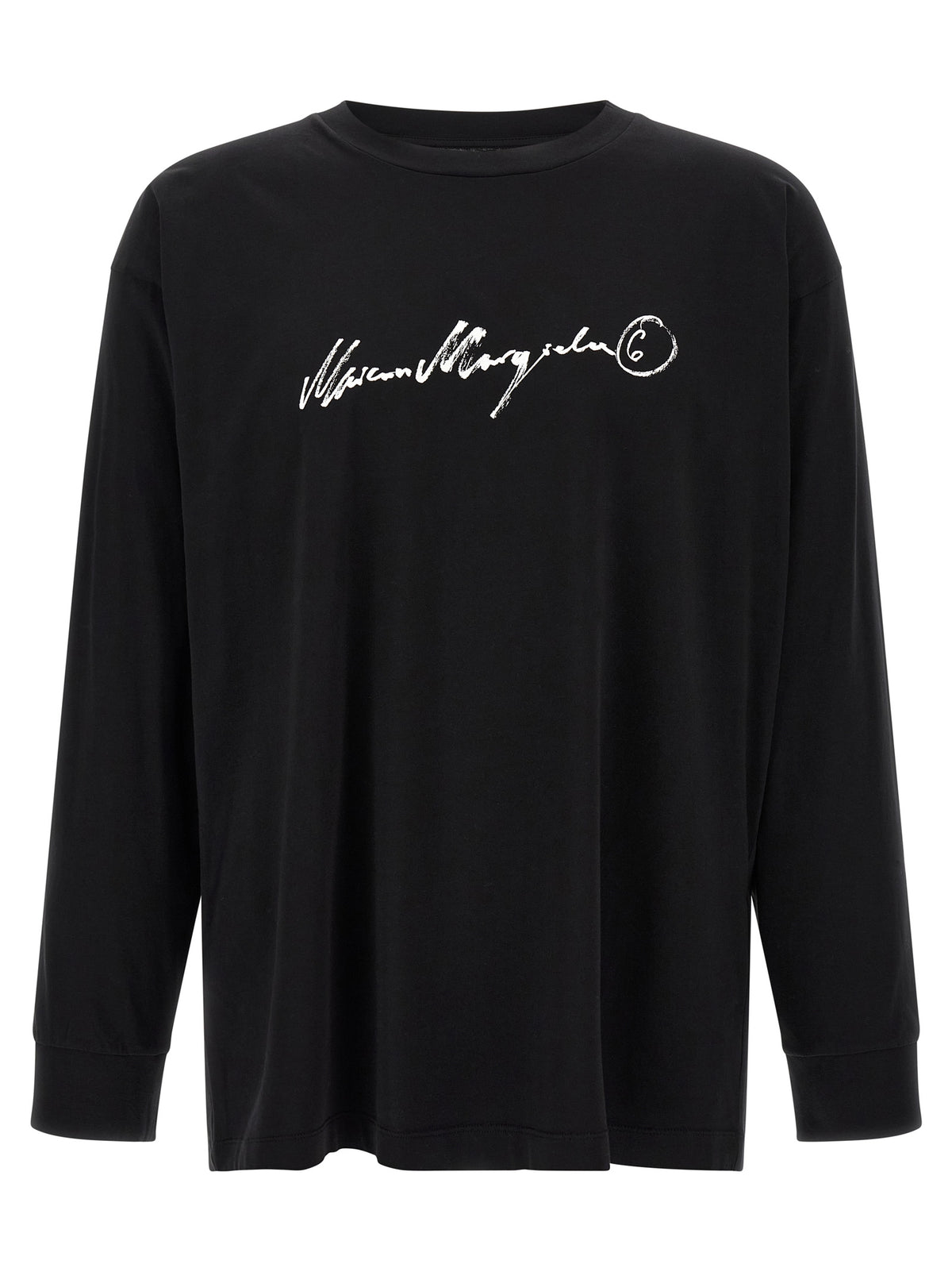 MM6 Maison Margiela Schwarzes Langarm-T-Shirt aus Baumwolle