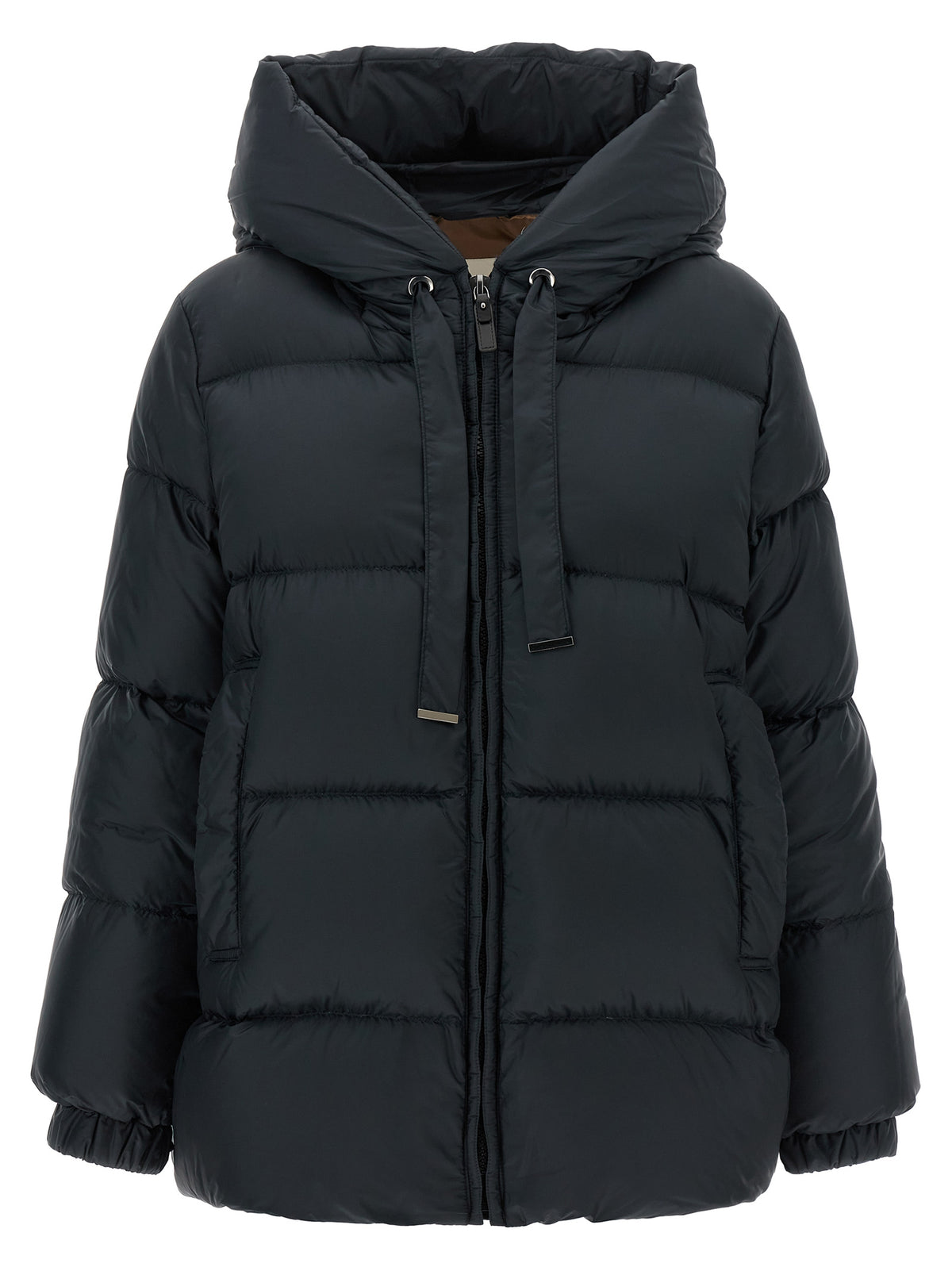 Max Mara Blaue Polyester-Jacke in voller Länge