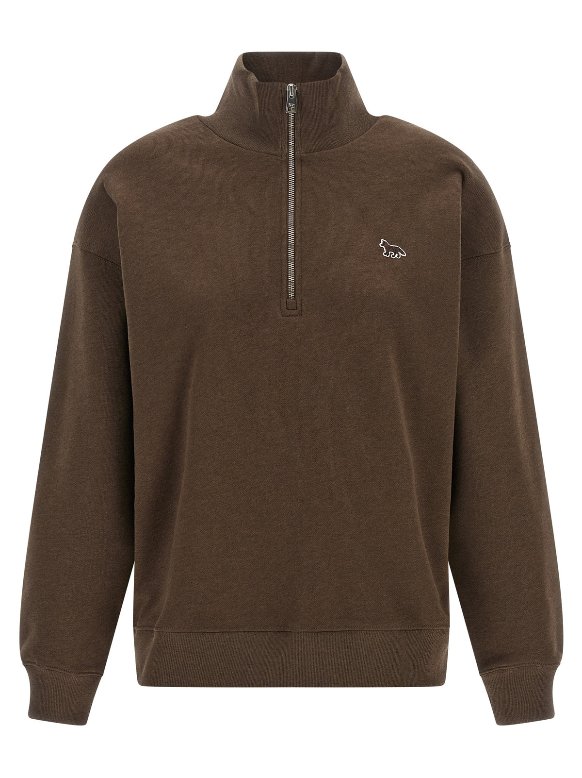 Maison Kitsuné Brauner Pullover aus Bio-Baumwolle