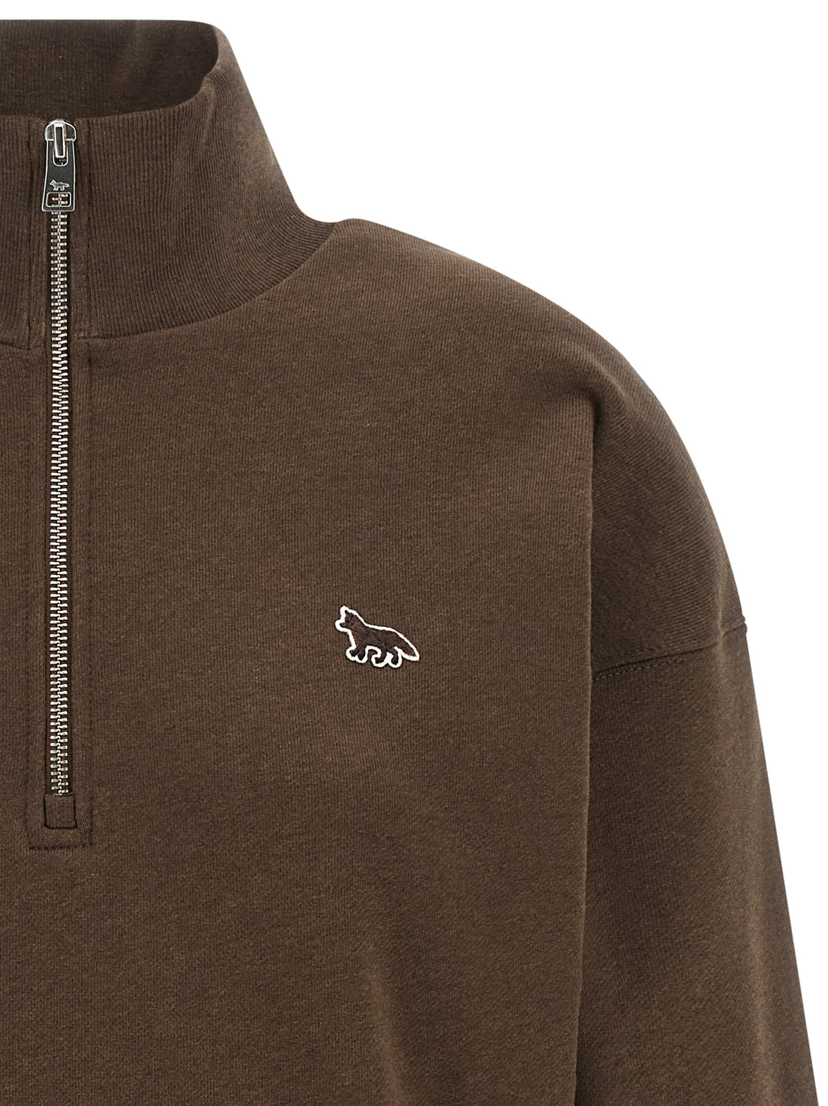 Maison Kitsuné Brauner Pullover aus Bio-Baumwolle
