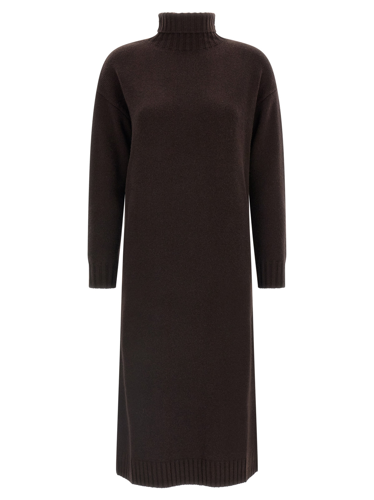 Max Mara Braunes Woll-Midikleid