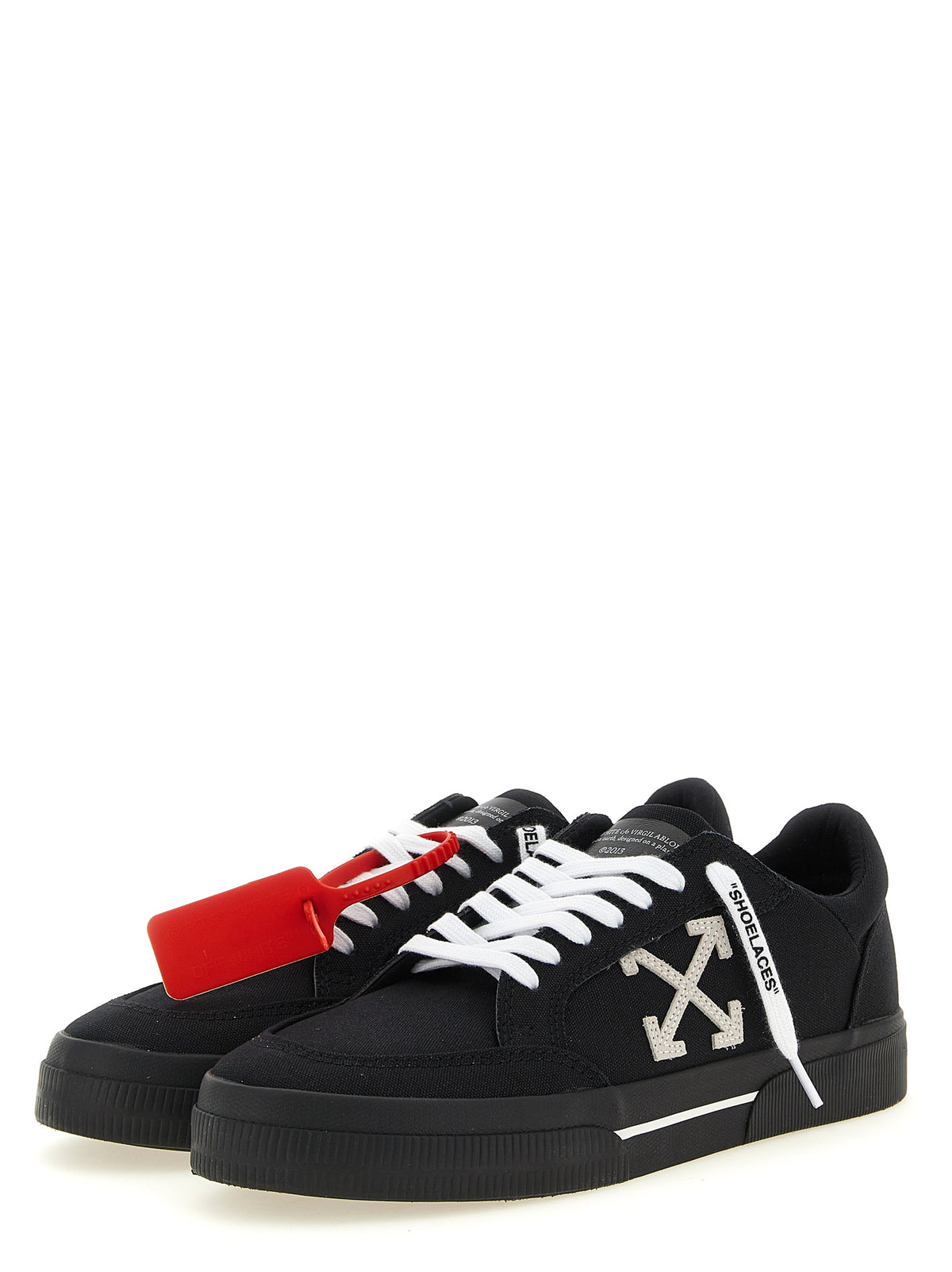 Off-White Zweifarbige Low-Top-Sneaker aus Baumwolle