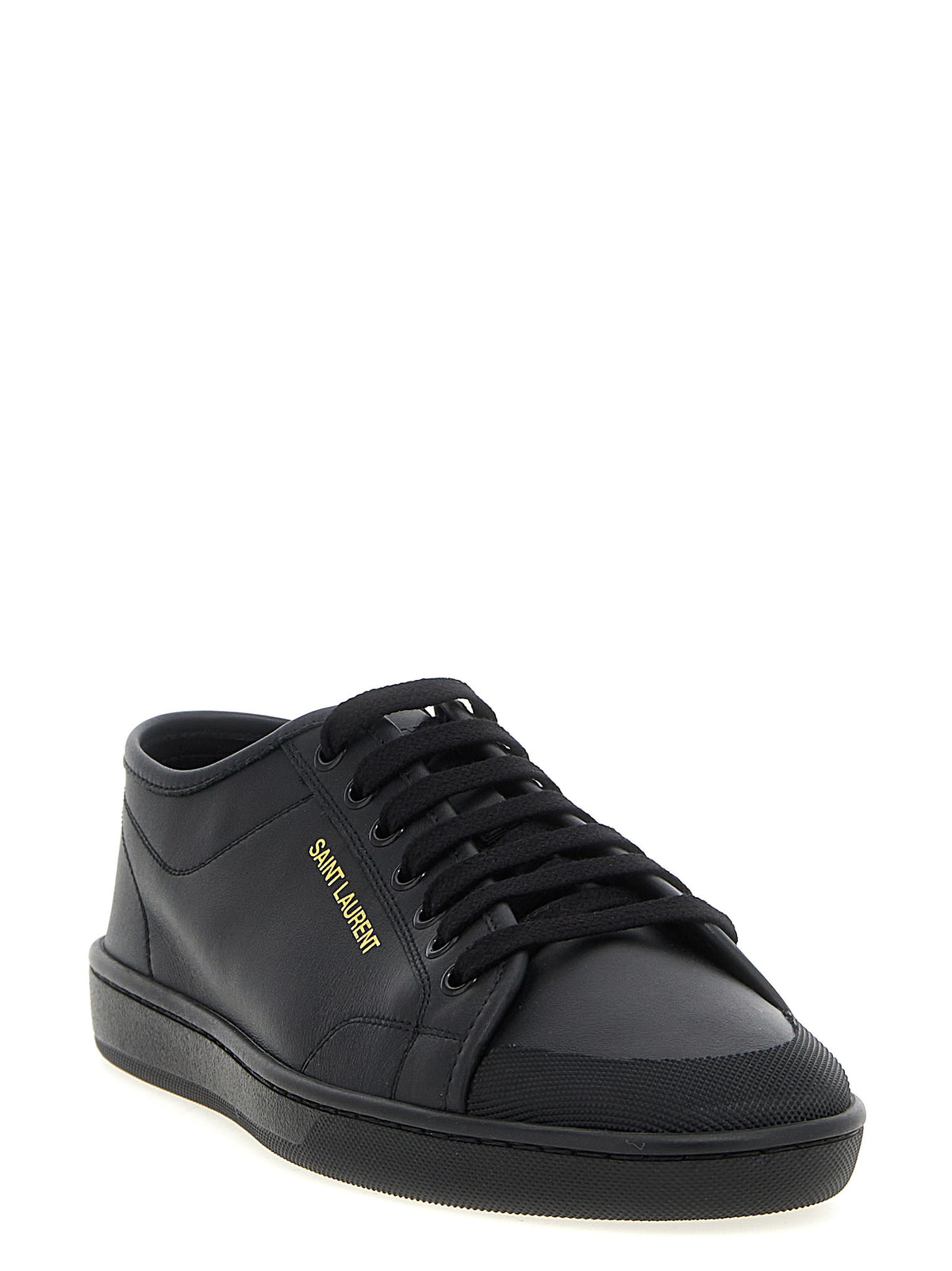 Saint Laurent Schwarze Kalbsleder Low-Top-Sneaker