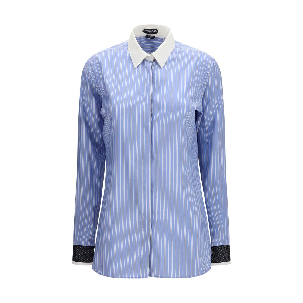 Tom Ford Blaues Seidenhemd
