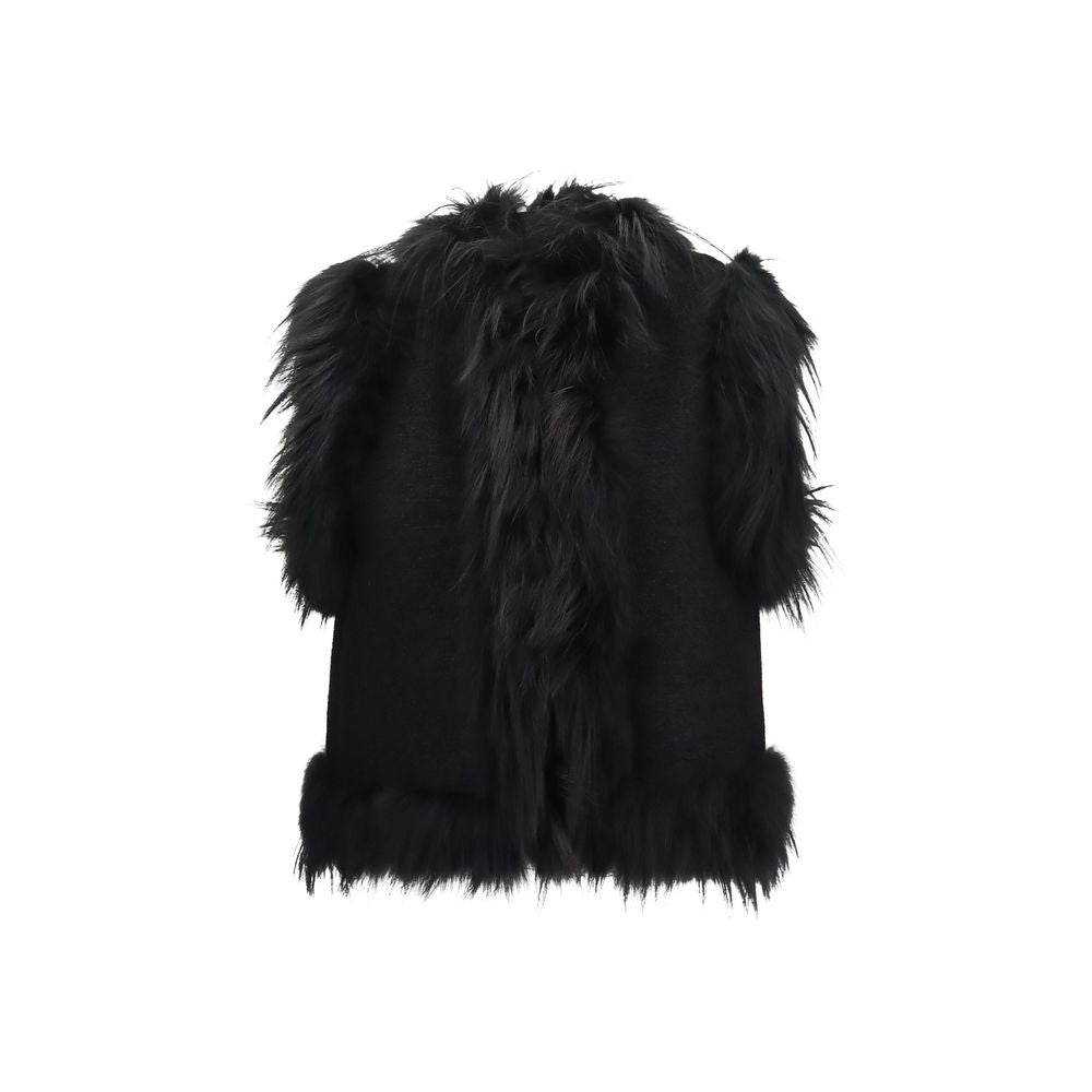 Fendi Schwarze Weste aus Lammwolle Oves Aries, ärmellos
