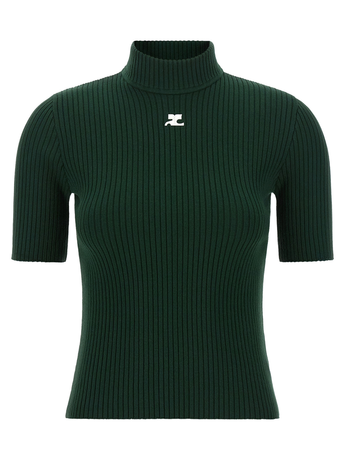 Courrèges Zweifarbiger Viskose-Rollkragenpullover