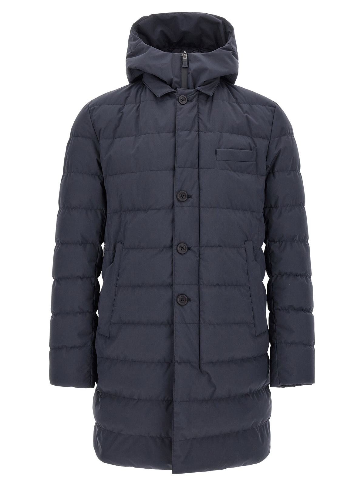 Herno Blaue Polyester-Jacke in voller Länge