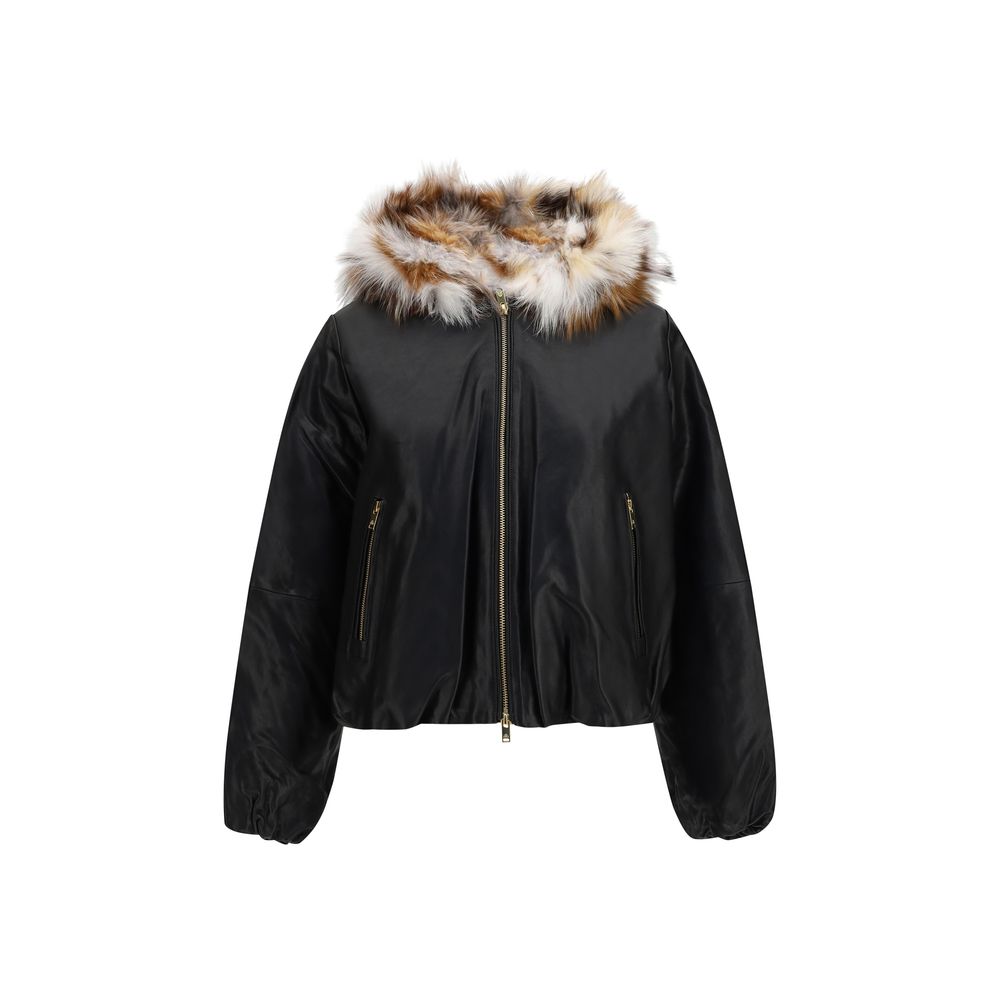 Moose Knuckles Schwarze Lammlederjacke