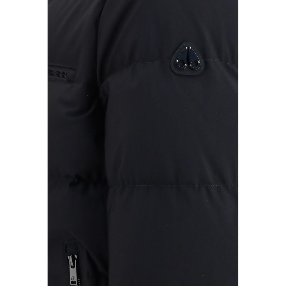 Moose Knuckles Schwarze Nylon-Jacke in voller Länge