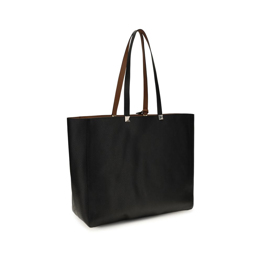Valentino Garavani Schwarze Bos Taurus Kalbsleder Schultertasche