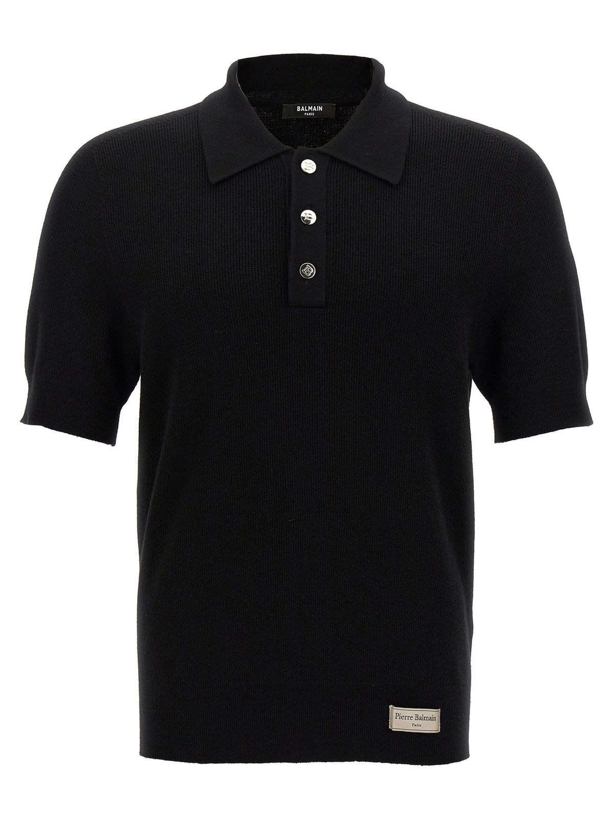 Balmain Schwarzes Polohemd aus Merinowolle