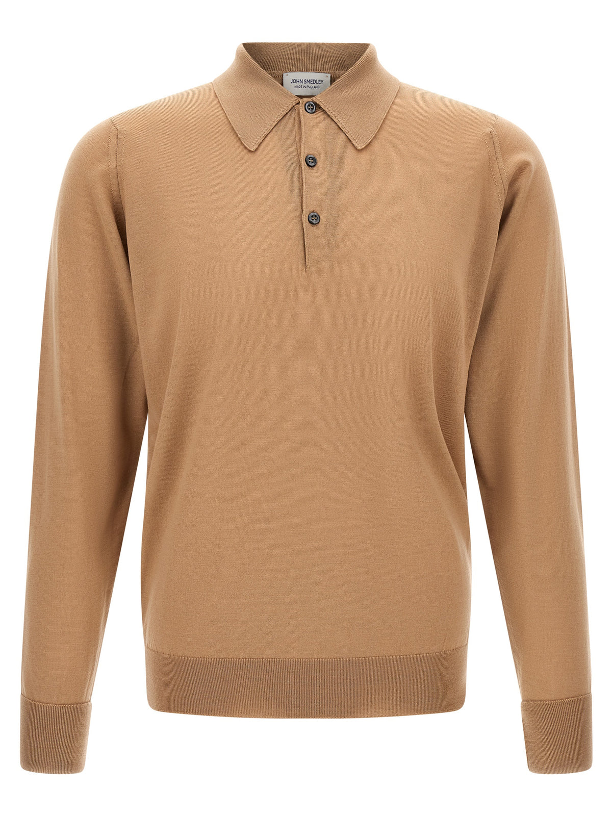 JOHN SMEDLEY Beige Merinowolle Poloshirt