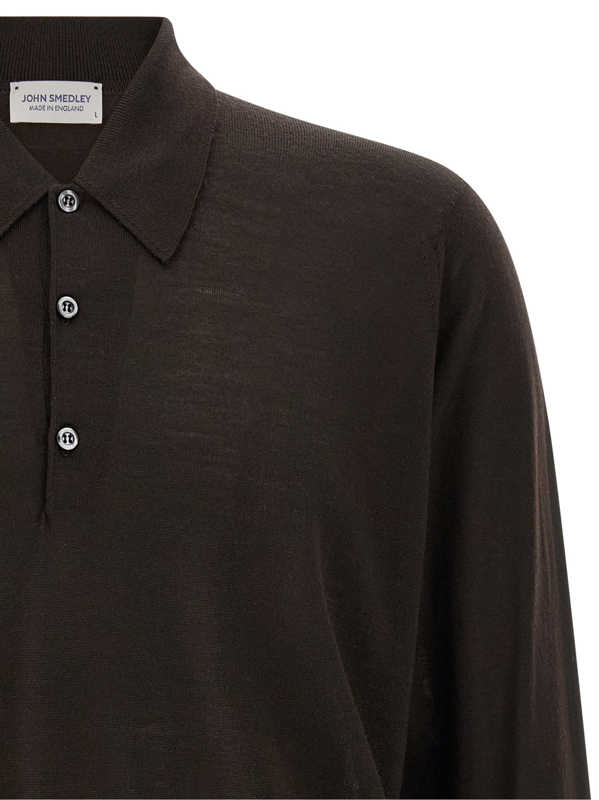 JOHN SMEDLEY Braunes Poloshirt aus Merinowolle
