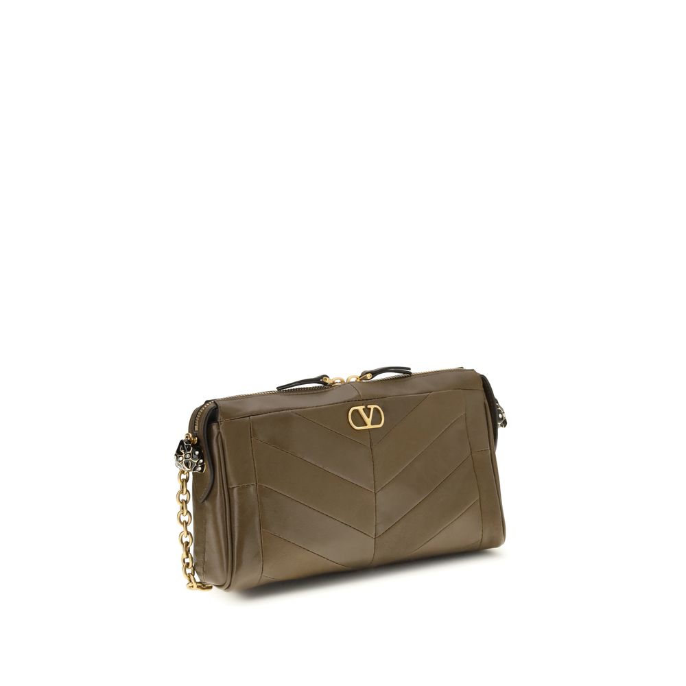 Valentino Garavani Braune Napa Leder / Kalbsleder Schultertasche