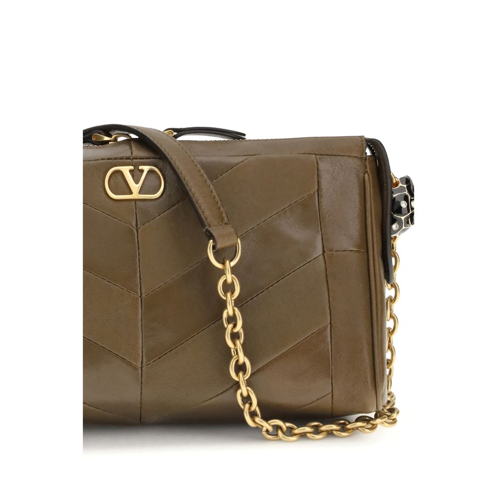 Valentino Garavani Braune Napa Leder / Kalbsleder Schultertasche