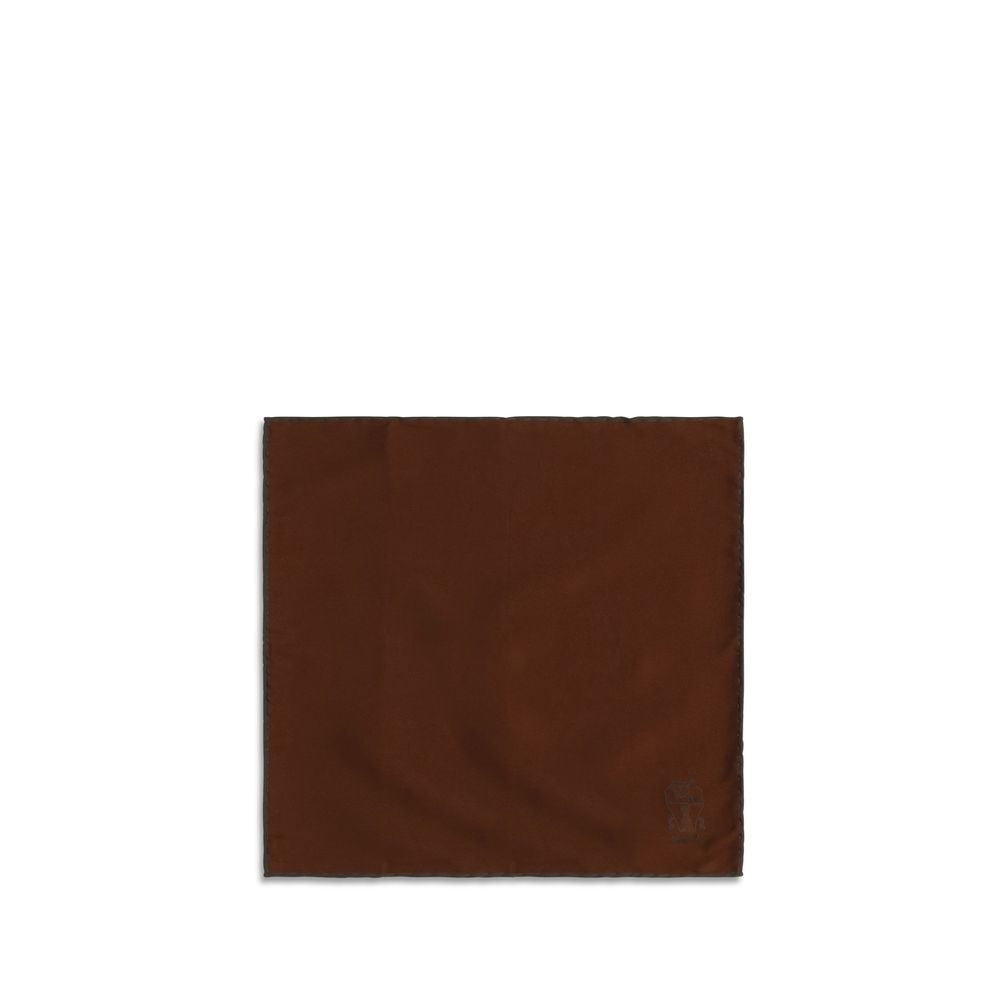 Brunello Cucinelli Braun Seiden Einstecktuch