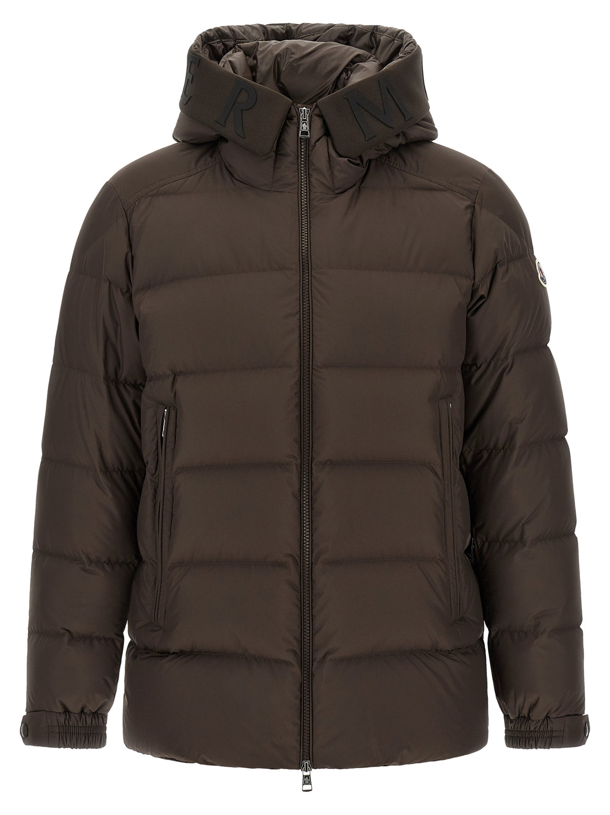 Moncler Braune Polyester-Jacke in voller Länge