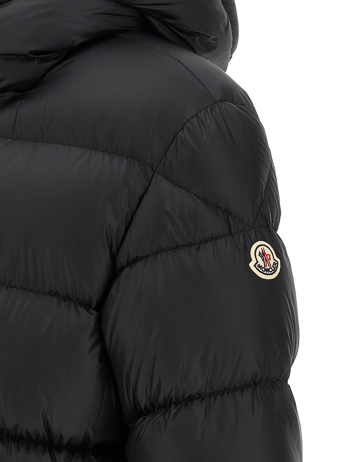 Moncler Schwarze Polyamid-Jacke in voller Länge