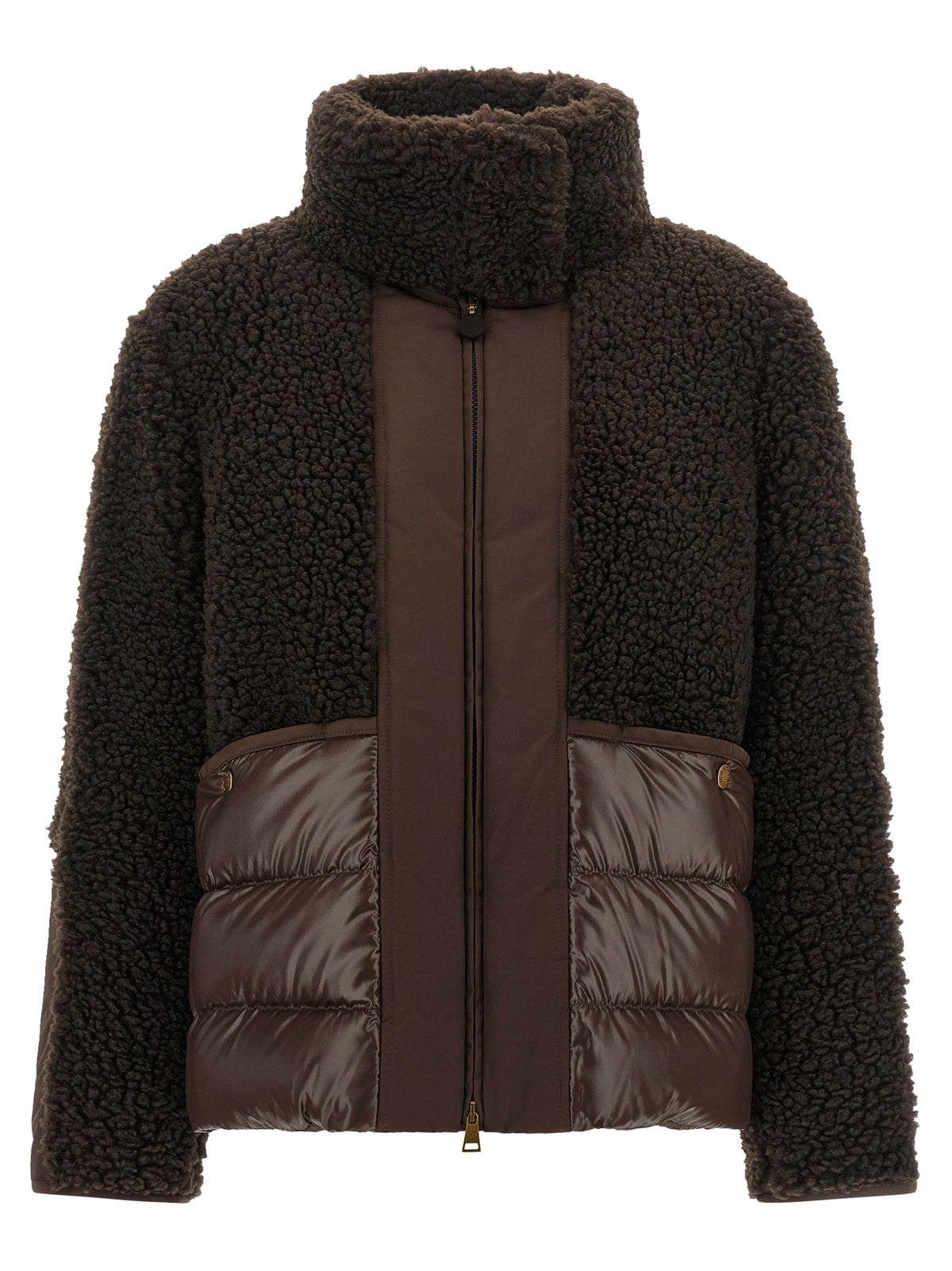 Moncler Braune Polyester-Jacke in voller Länge