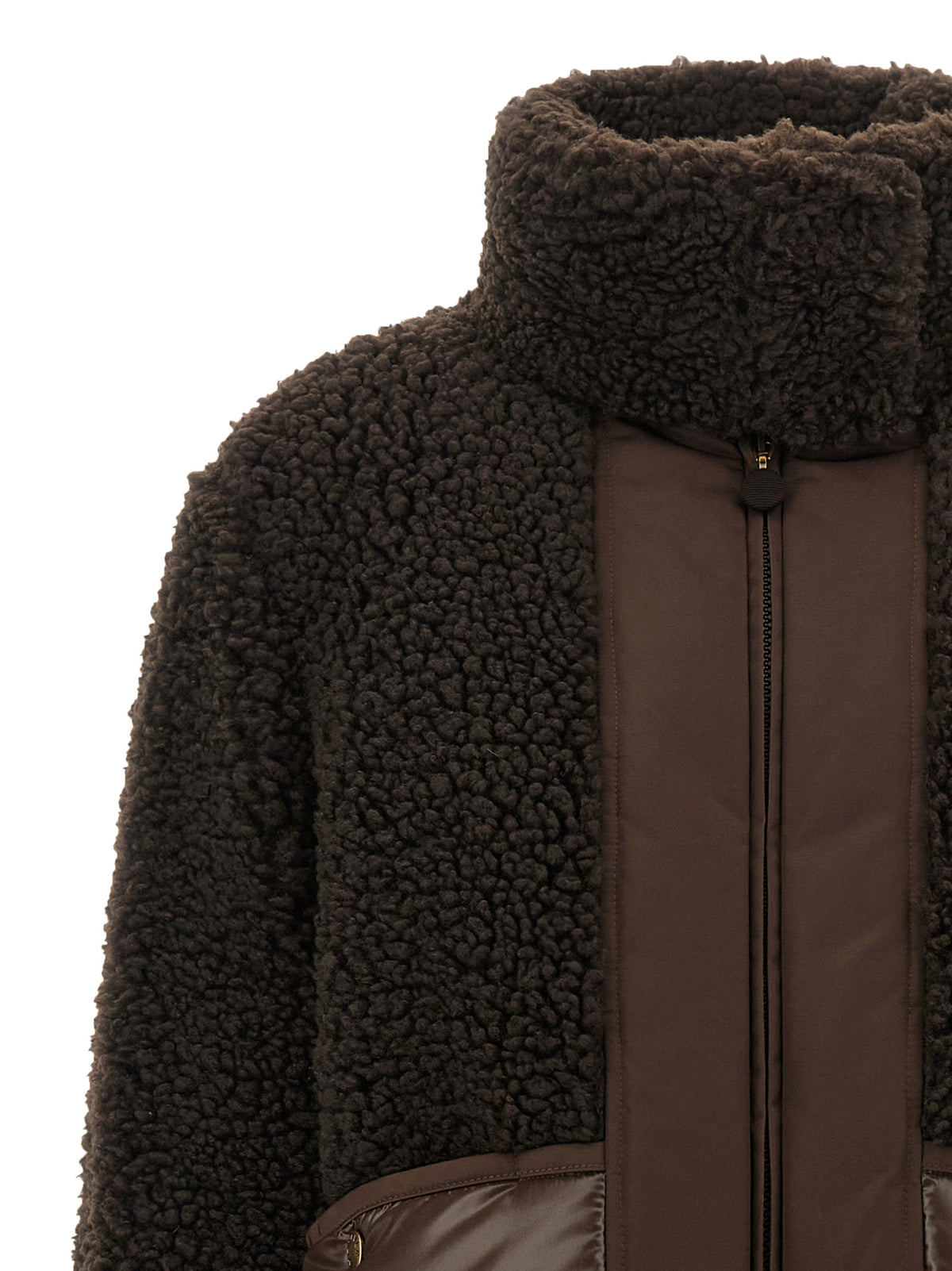 Moncler Braune Polyester-Jacke in voller Länge
