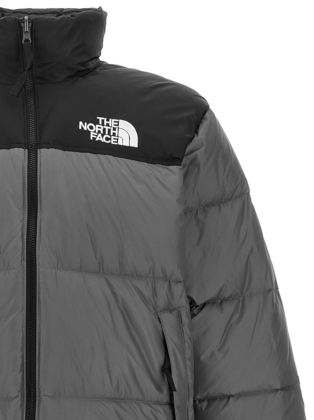 The North Face Graue Nylon-Jacke in voller Länge