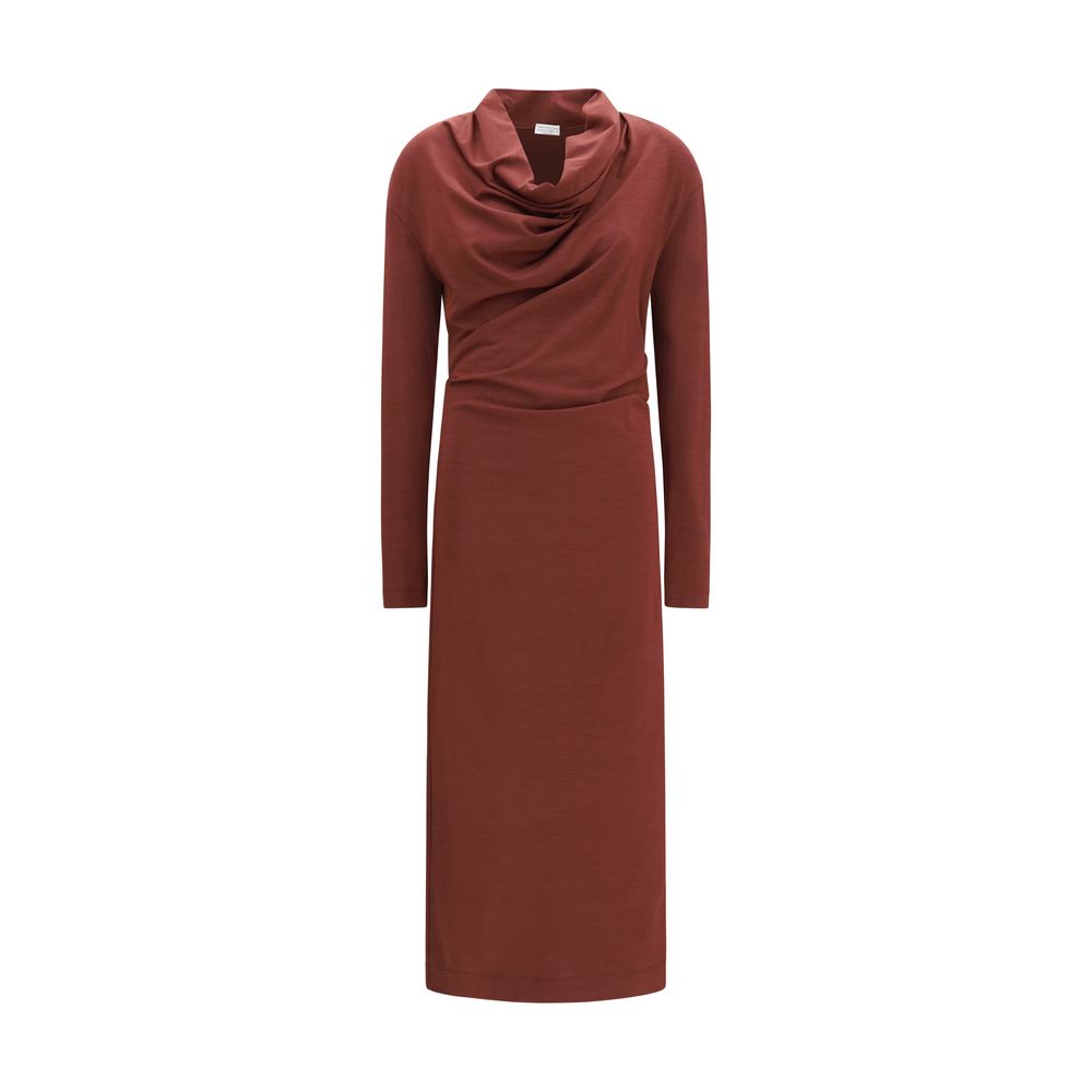 Brunello Cucinelli Bordeaux Wollkleid Oves Aries Casual