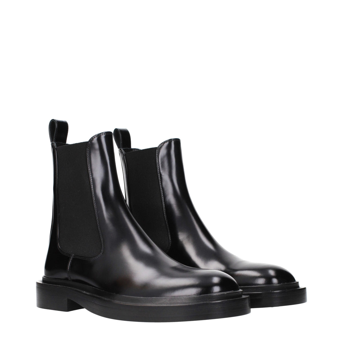 Jil Sander Schwarze Leder-Stiefeletten