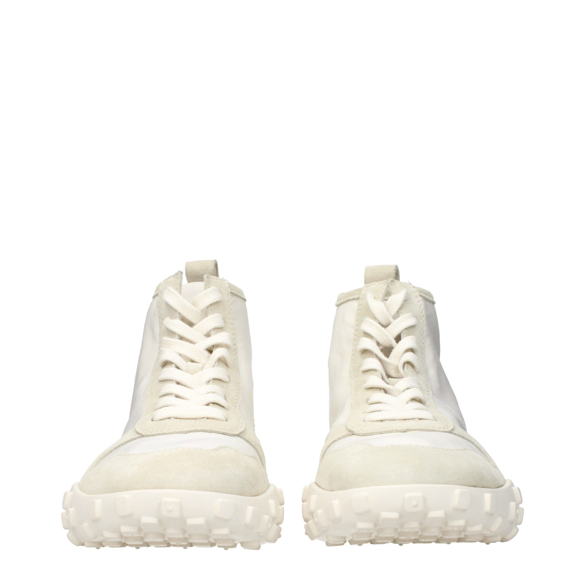 Jil Sander Weiße Stoff-Sneaker mit dicker Sohle