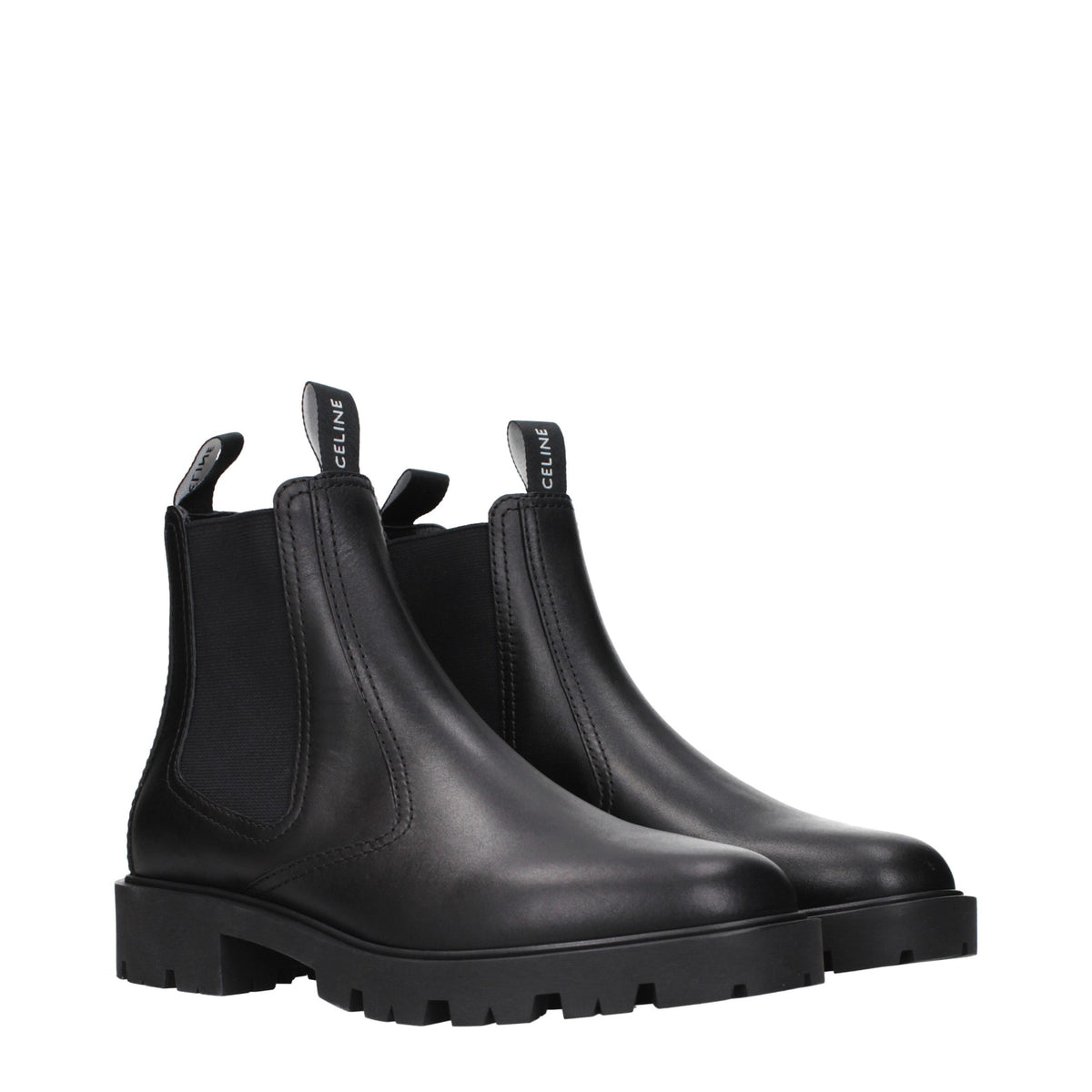 Celine Schwarze Leder-Stiefeletten