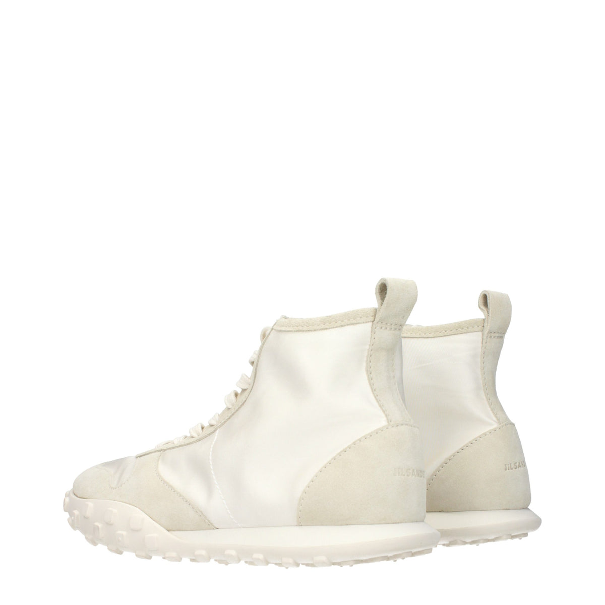 Jil Sander Weiße Stoff-Sneaker mit dicker Sohle