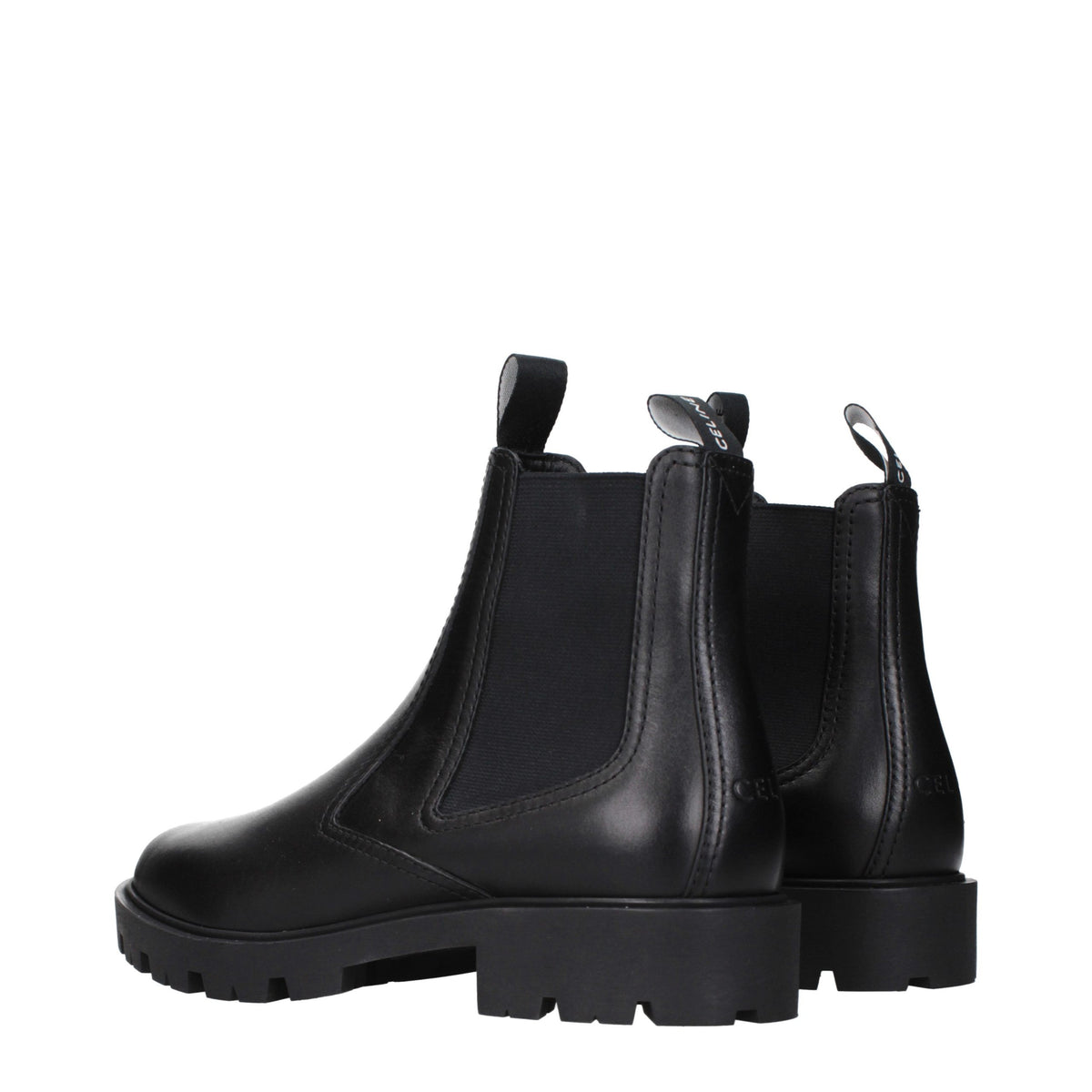 Celine Schwarze Leder-Stiefeletten