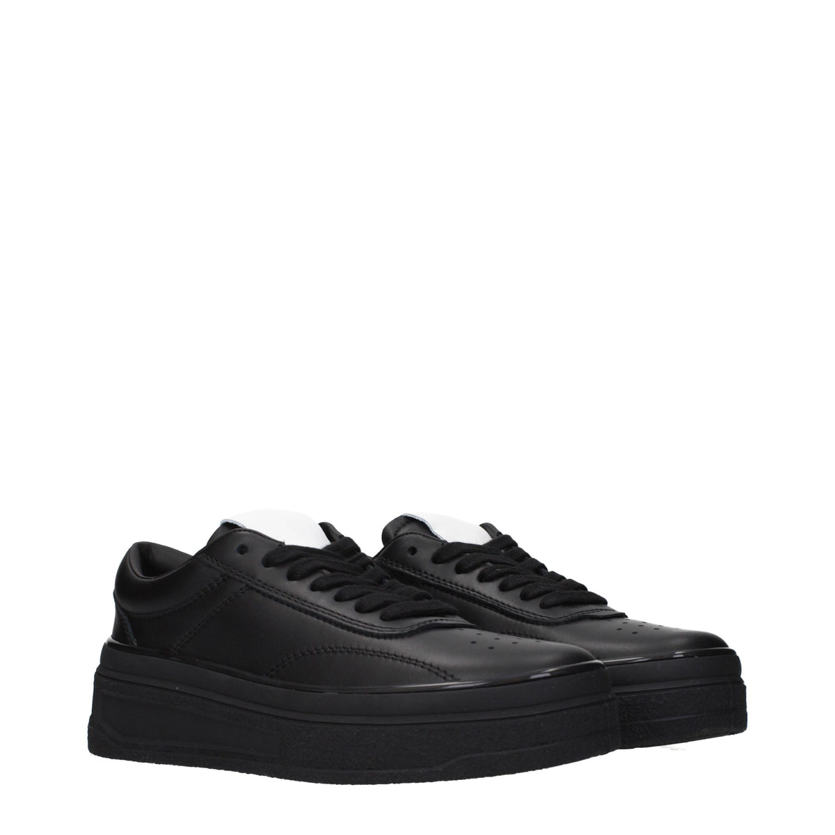 Jil Sander Schwarze Leder Plateau-Sneaker