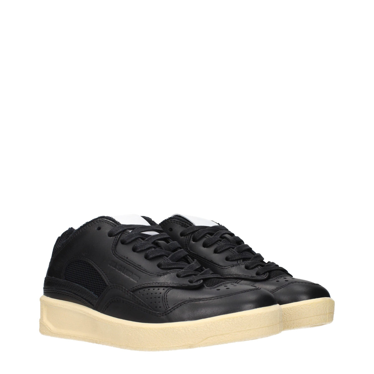 Jil Sander Schwarze Leder Low-Top-Sneaker