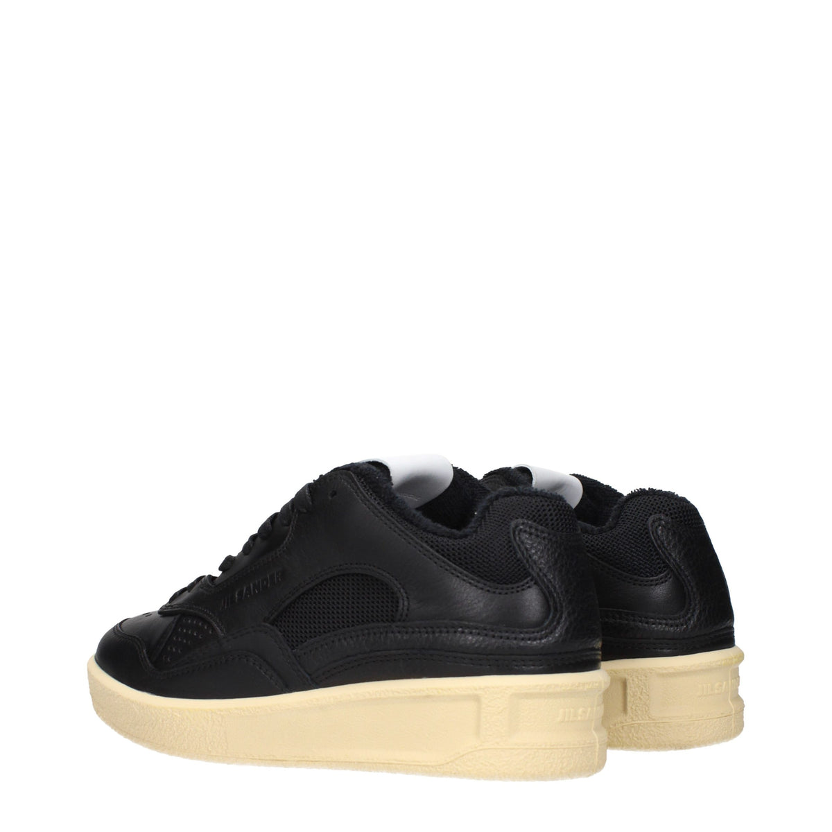 Jil Sander Schwarze Leder Low-Top-Sneaker