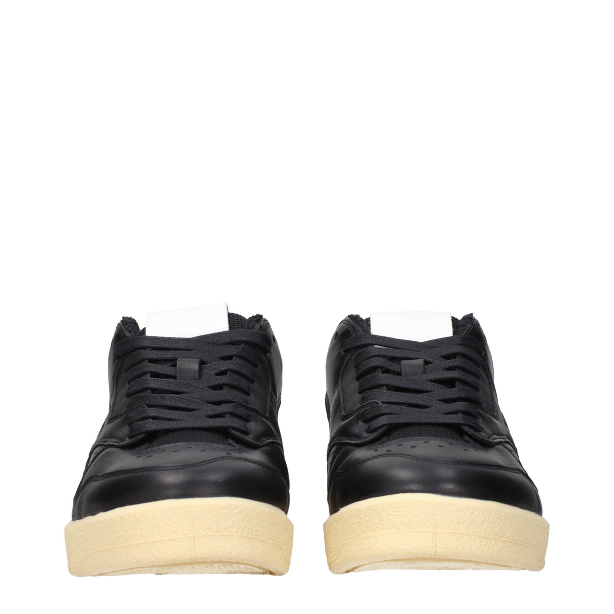 Jil Sander Schwarze Leder Low-Top-Sneaker