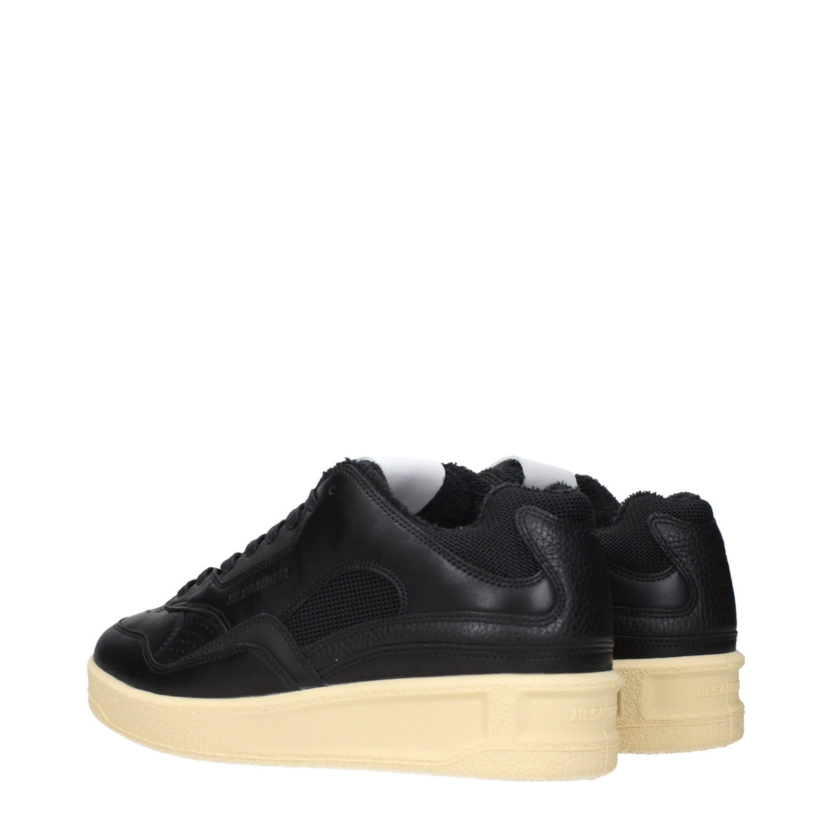 Jil Sander Schwarze Leder Low-Top-Sneaker