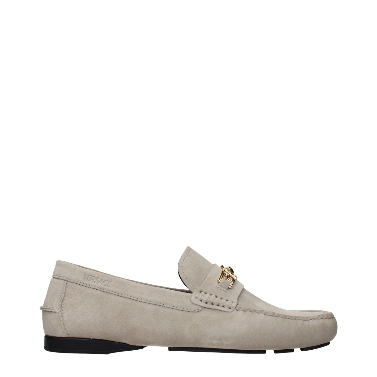 Versace Graue Loafer aus Leder zum Hineinschlüpfen