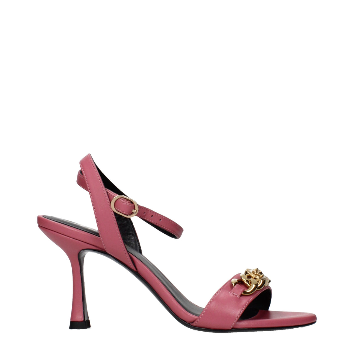 Versace Pinkfarbene Sandalen mit Stilettoabsatz aus Leder