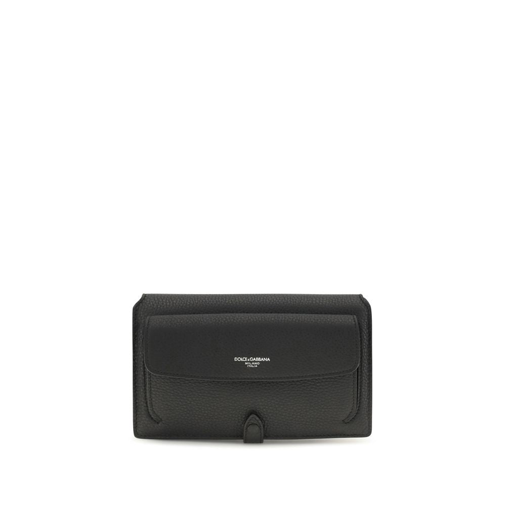 Dolce & Gabbana Schwarze Bos Taurus Kalbsleder Schultertasche
