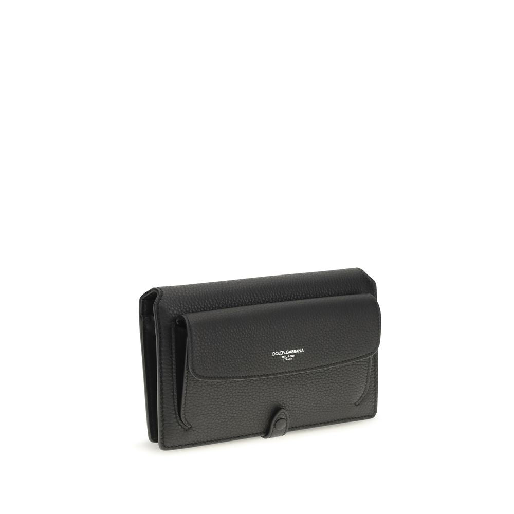 Dolce & Gabbana Schwarze Bos Taurus Kalbsleder Schultertasche