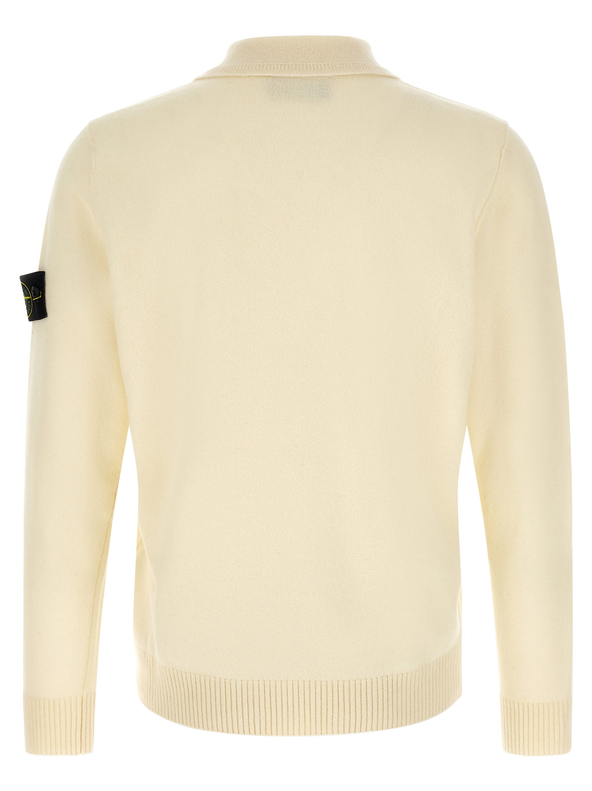 Stone Island Weiße Strickjacke aus reiner Schurwolle