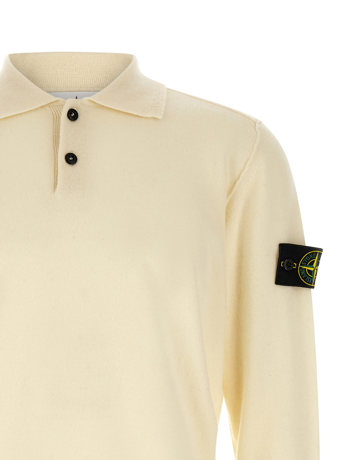 Stone Island Weiße Strickjacke aus reiner Schurwolle