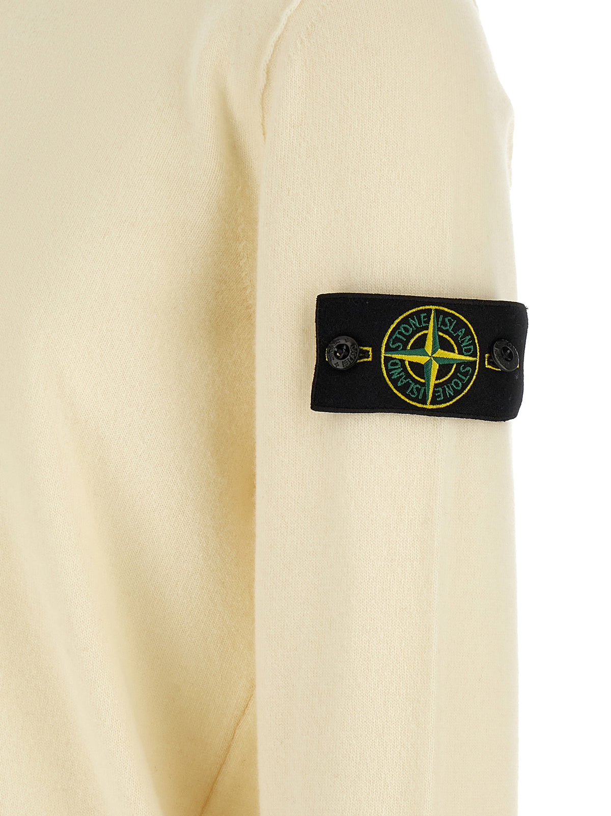 Stone Island Weiße Strickjacke aus reiner Schurwolle